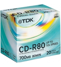 Диск CD-R 700Mb TDK 52х Slim