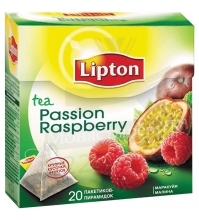 Чай Lipton Passion Raspberry, черный ароматизированный, 20*1,6г, пирам.пак